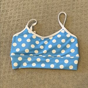 LainSnow Blue and White Polka Dot Bikini Top